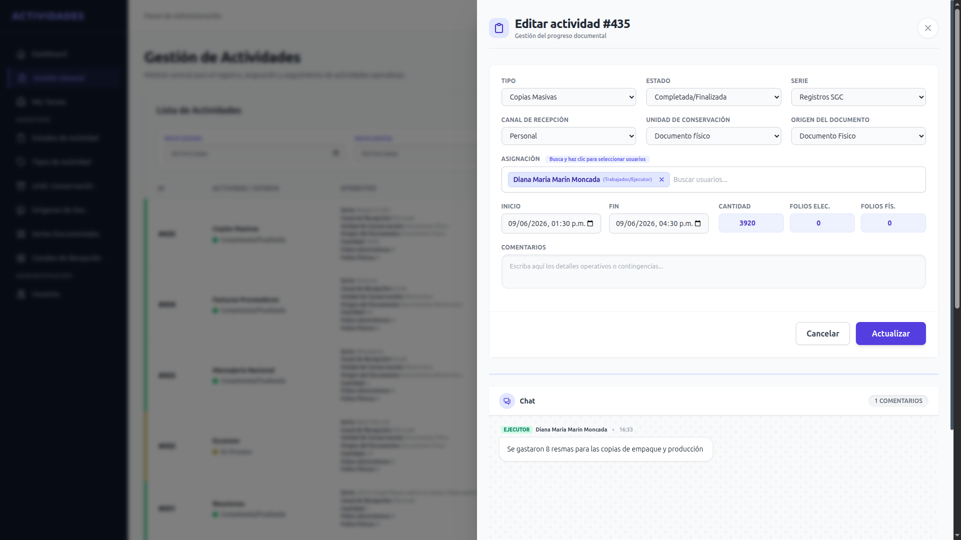Activity Lists and Assignments